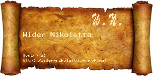 Wider Nikoletta névjegykártya